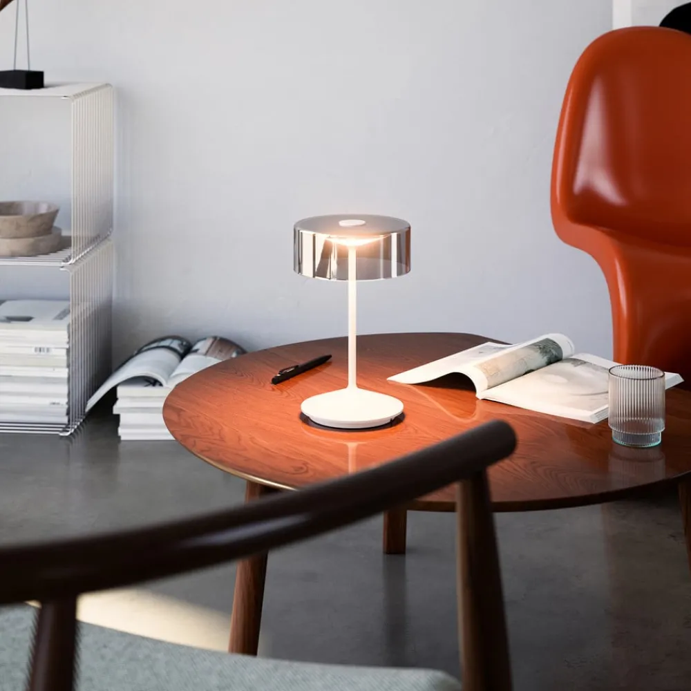 Sigor Dekorationsbelysning > Numotion LED genopladelig bordlampe, hvid, glas, IP54, dæmpbar