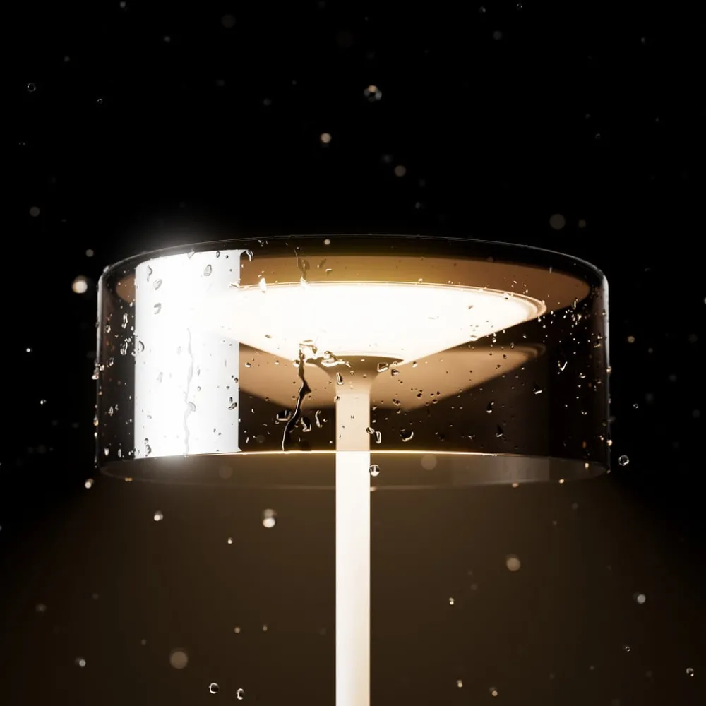 Sigor Dekorationsbelysning > Numotion LED genopladelig bordlampe, hvid, glas, IP54, dæmpbar