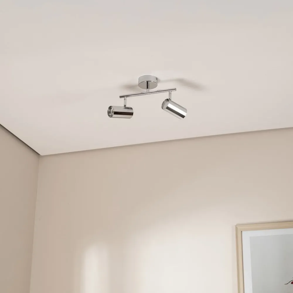 Loftlamper|Spotlights ^ Lucea Oktano loftspot, kromfarvet Længde 30 cm 2 lyskilder metal