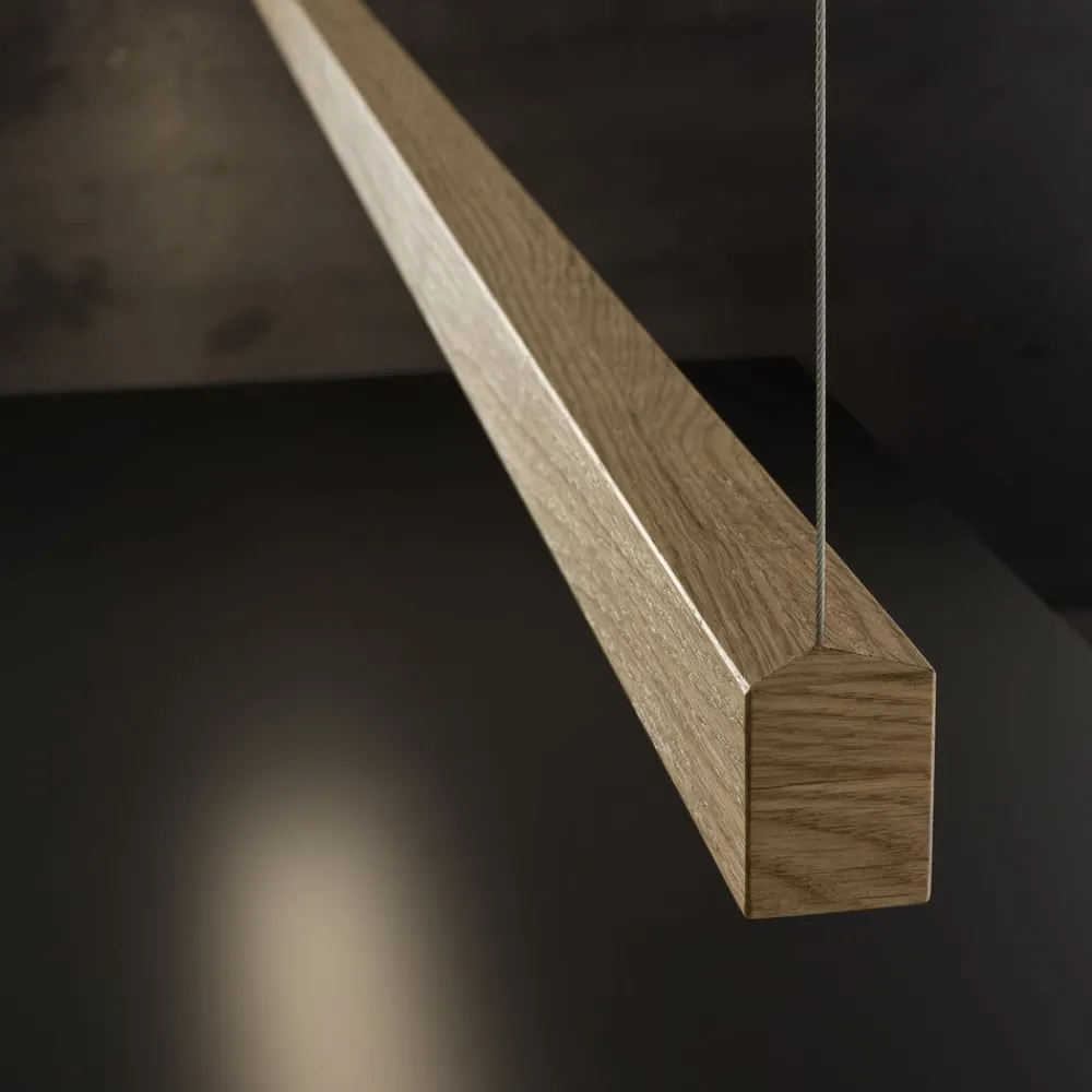 Pendellamper ^ OLEV Lanacotta LED-hængelampe, egetræ, 2.700 K