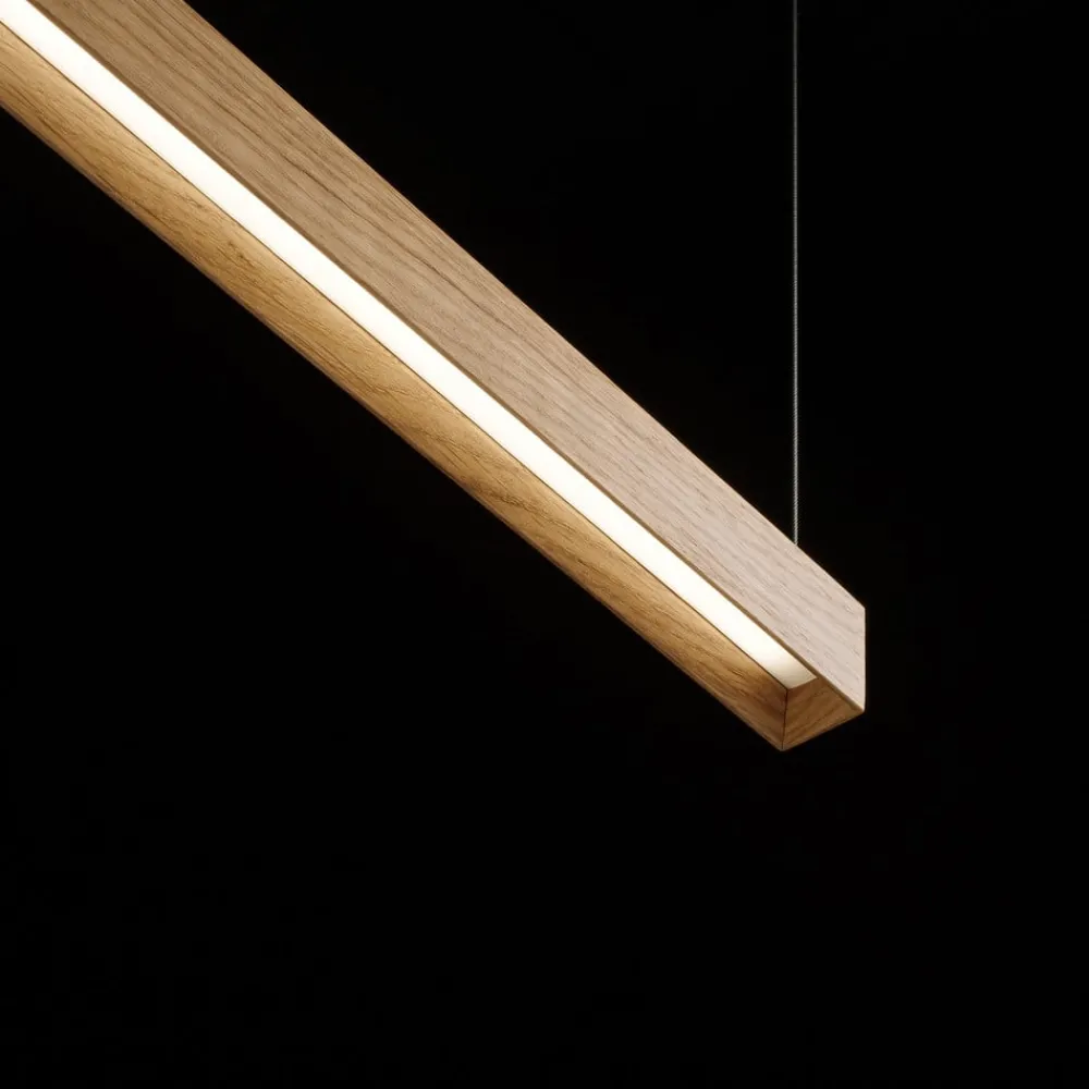 Pendellamper ^ OLEV Lanacotta LED-hængelampe, egetræ, 2.700 K