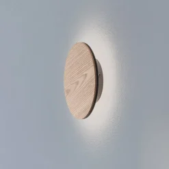 Argon Gang|Væglamper > Orios LED-væglampe, træ, Ø 20 cm, indirekte spotlight