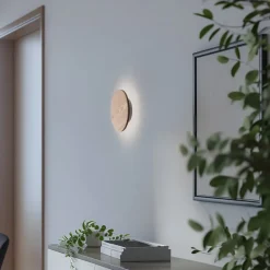 Argon Gang|Væglamper > Orios LED-væglampe, træ, Ø 20 cm, indirekte spotlight