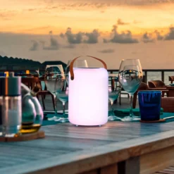 Solcellelamper ^ FH Lighting Orno LED-solar-bordlampe, varmhvid og RGB