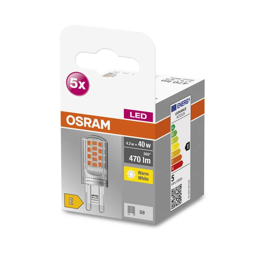 OSRAM Led Pærer > Base PIN LED-stiftsokkelpære G9 4,2 W 470 lm 5 stk