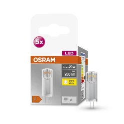 OSRAM Led Pærer > Base PIN LED-stiftsokkelpære G4 1,8 W 200 lm 5 stk
