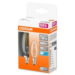 OSRAM Filament Pære > Classic B LED-pære E14 4W 4.000K klar 2stk.