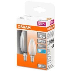 OSRAM Led Pærer > Classic B LED-pære E14 4W 4.000K mat 2 stk.