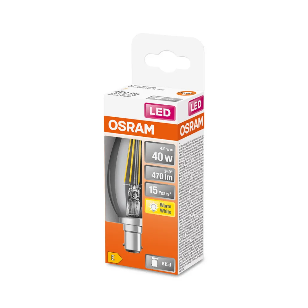 OSRAM Filament Pære|Led Pærer > Classic LED-kerte B15d 4 W 2.700 K filament