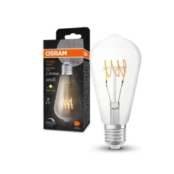 OSRAM Dæmpbar Led-Pære|Filament Pære > Classic LED-rustikpære E27 4,8W 827 klar dim