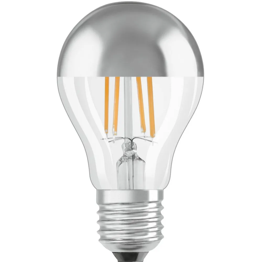 Filament Pære ^ OSRAM E27 Mirror LED-pære sølv 4 W 2.700K