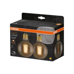 OSRAM Dæmpbar Led-Pære|Filament Pære > 1906 E27 6,5W LED G95 824 guld dæmpbar 2 stk