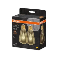 Dæmpbar Led-Pære|Filament Pære ^ OSRAM 1906 E27 6,5W LED ST64 824 guld dæmpbar 2 stk