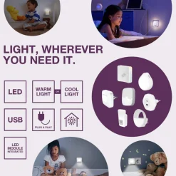 OSRAM Natlys > LED-batteridrevet natlampe NIGHTLUX CLOCK, hvid, ur, CCT