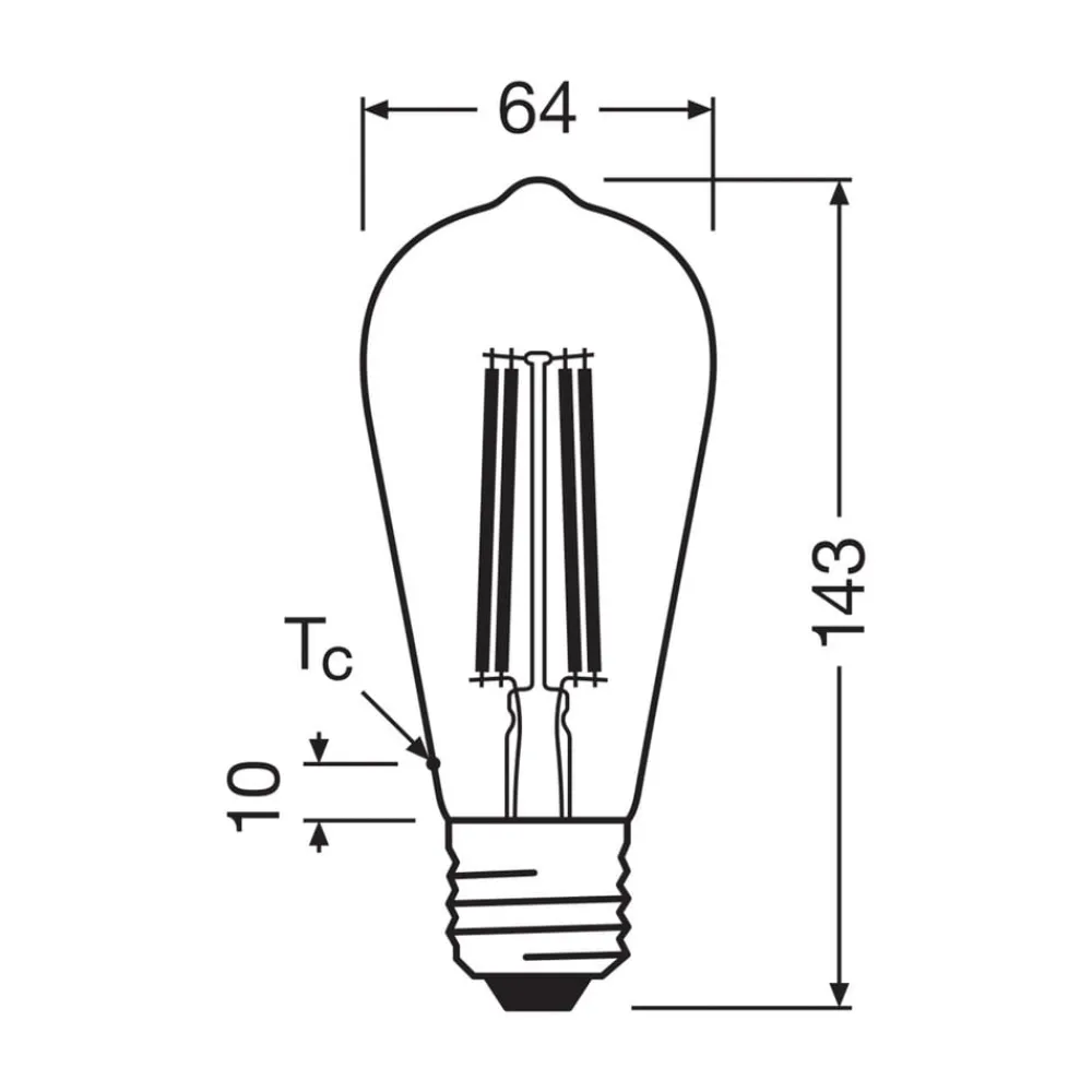 Filament Pære ^ OSRAM LED-filamentpære E27 3,8W Filament 2,700K