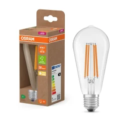 Filament Pære ^ OSRAM LED-filamentpære E27 3,8W Filament 2,700K