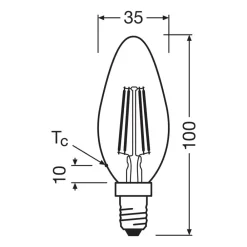 Filament Pære|Led Pærer ^ OSRAM LED-filamentpære E14 1,2W 2700K 255lm