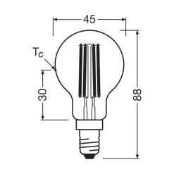Filament Pære ^ OSRAM LED-filamentpære E14 2,2W 4000K 470lm