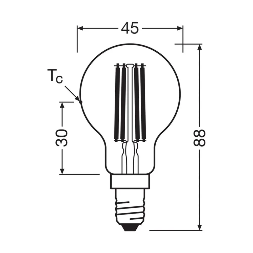 Filament Pære ^ OSRAM LED-filamentpære E14 2,2W 4000K 470lm