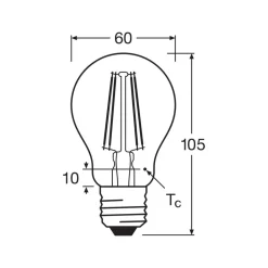 OSRAM Filament Pære > LED-filamentpære E27 6,5W 827 4-pak