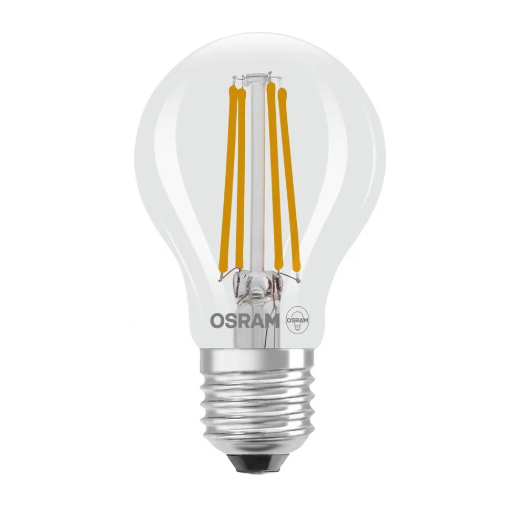 Filament Pære|Led Pærer ^ OSRAM LED glødepære E27 3,8W Filament 2,700K 806lm 2-pak
