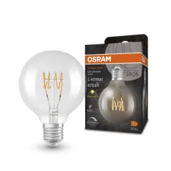 OSRAM Dæmpbar Led-Pære > LED-globe E27 G80 4,8W 2.700 K filament dimm