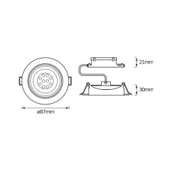 OSRAM Indbygningsspots > LED-indbygningsspot, 3-pak, hvid, Ø 9 cm, metal, 827, dæmpbar