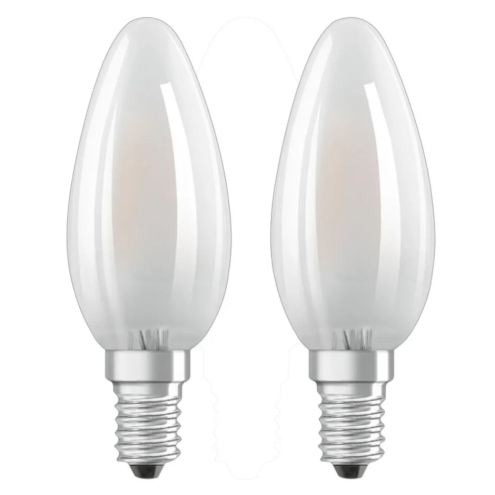 OSRAM Led Pærer > LED-kertepære E14 4W varmhvid, sæt med 2 stk