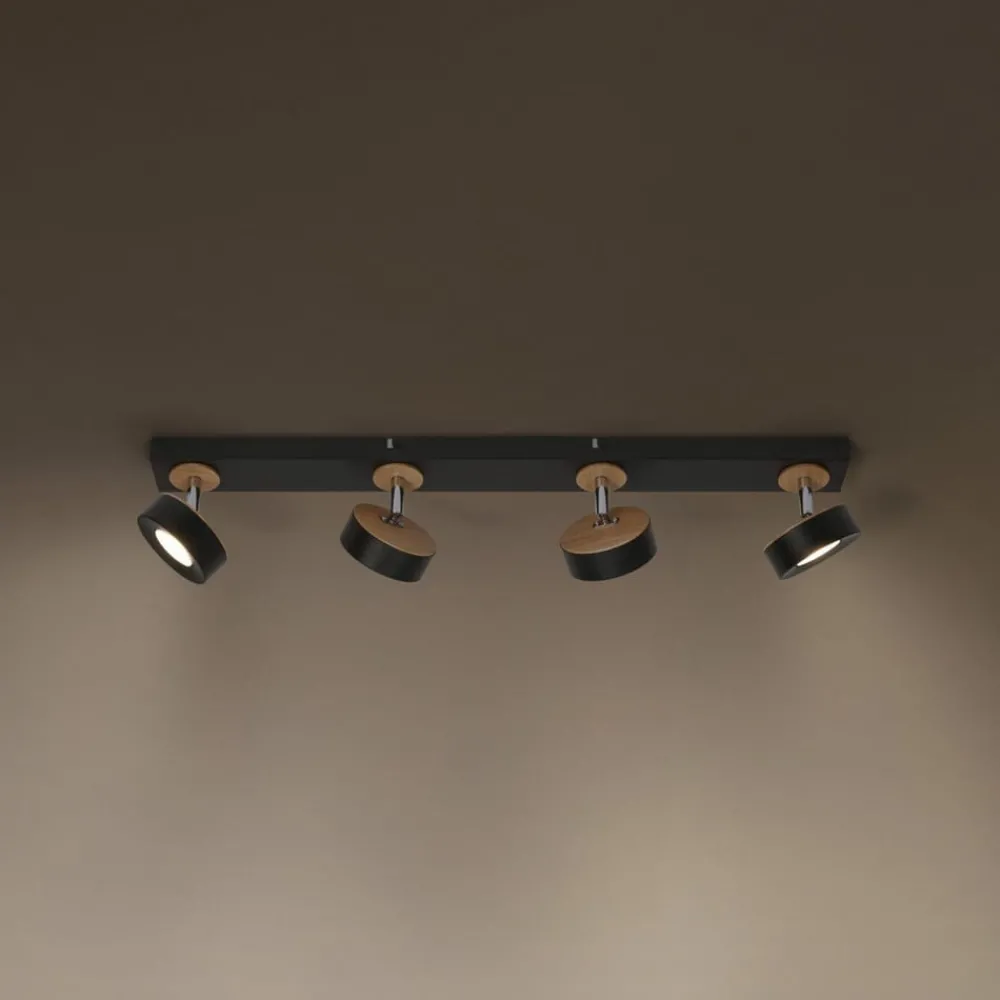 OSRAM Loftlamper|Spotlights > LED-loftspot PLUTO, sort, 4 spots, 3.000 K