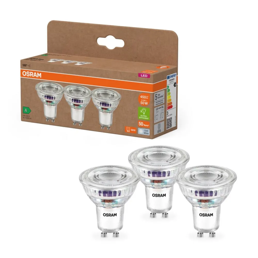 OSRAM Led Pærer > LED PAR16 reflektorpære GU10 2,5W 100° 4,000K 3-pak