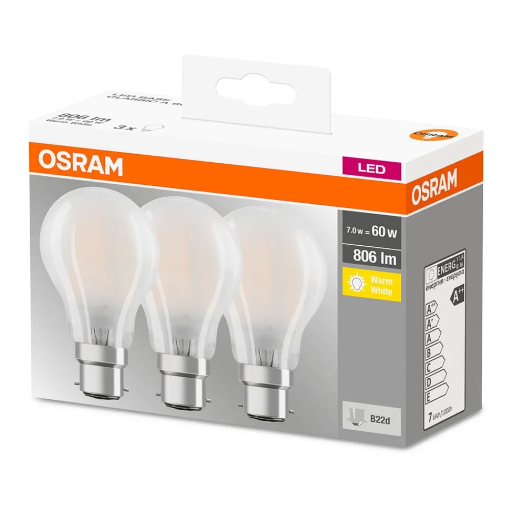 OSRAM Led Pærer > LED-pære B22d Classic 827 6,5W 3'er sæt