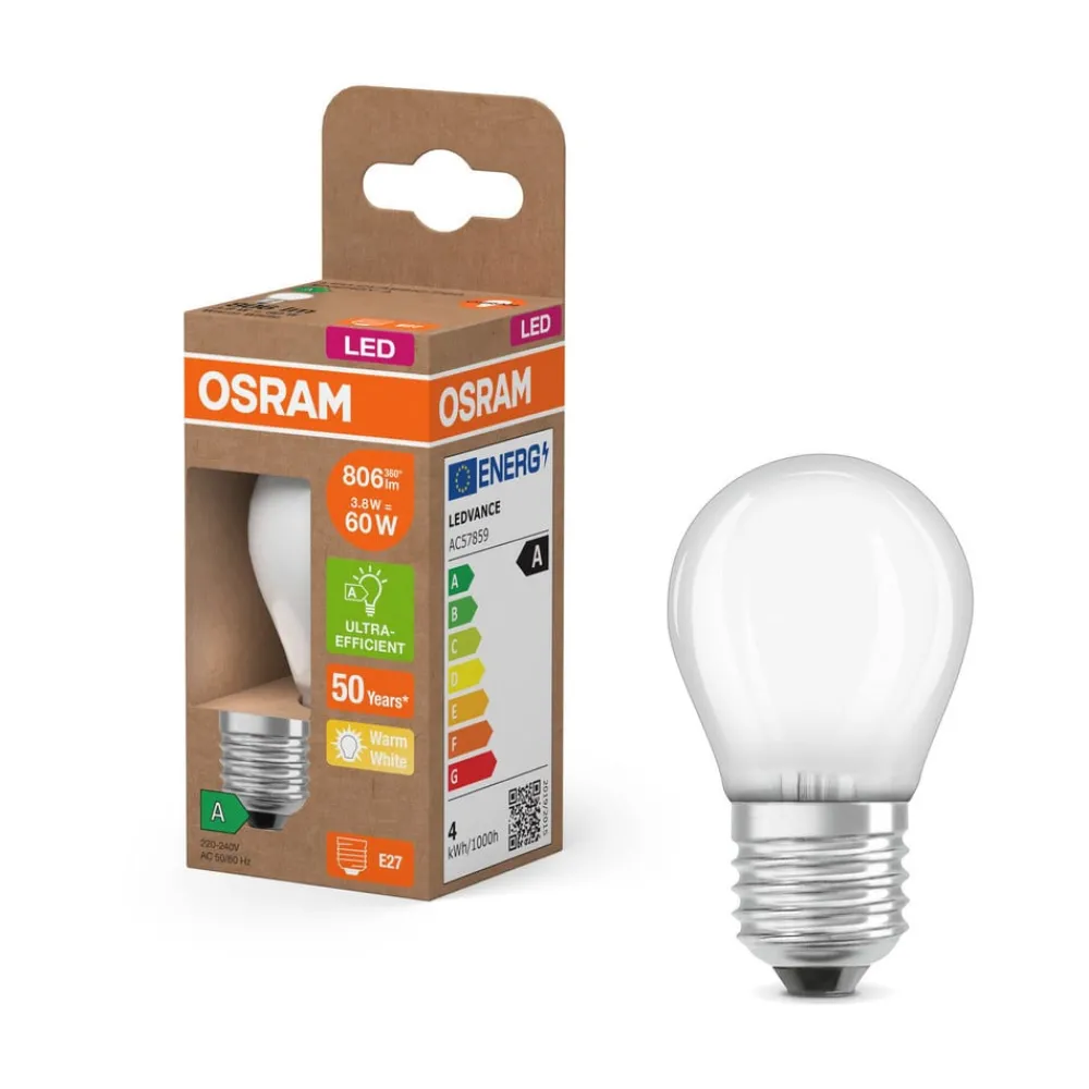 OSRAM Led Pærer > LED-pære dråbe mat E27 3,8W 2700K 806lm