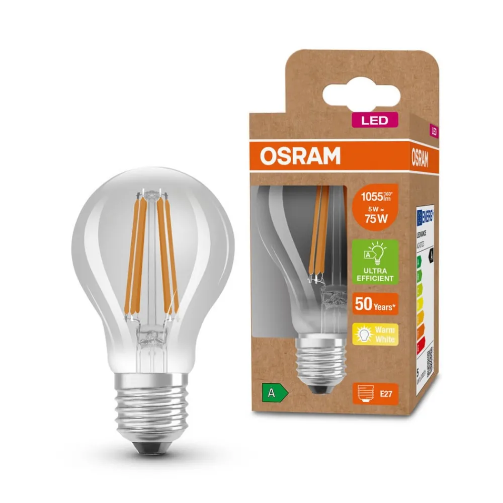 OSRAM Filament Pære|Led Pærer > LED-pære E27 A60 5 W 1.055lm 3.000 K klar