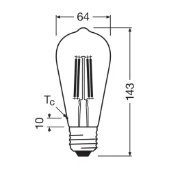 OSRAM Filament Pære > LED-pære E27 2,2W Filament 2,700K