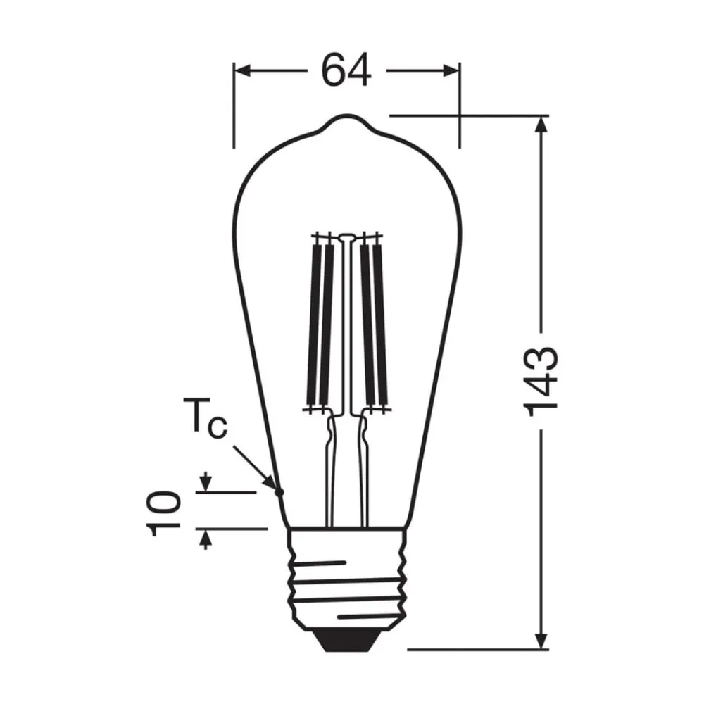 OSRAM Filament Pære > LED-pære E27 2,2W Filament 2,700K