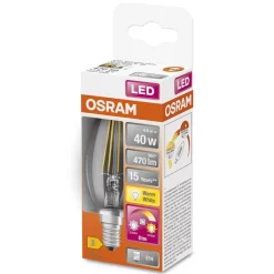 Dæmpbar Led-Pære ^ OSRAM LED-pære E14 4W GLOWdim klar