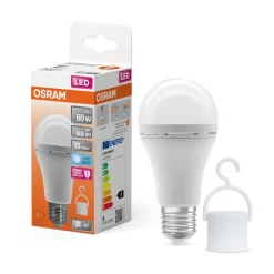 OSRAM Led Pærer > LED-pære E27 8W mat 4000K genopladeligt batteri nødlys