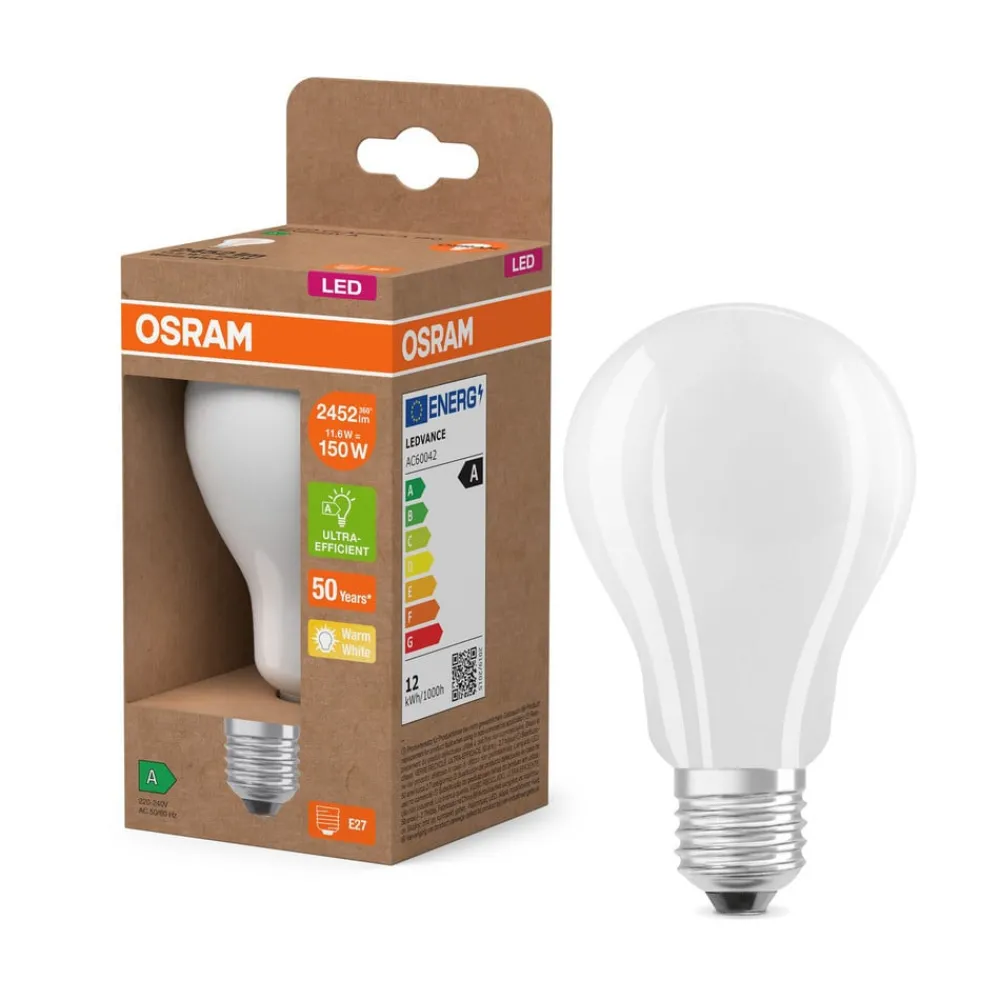 OSRAM Led Pærer > LED-pære E27 11,6W mat 2.700K 2452lm