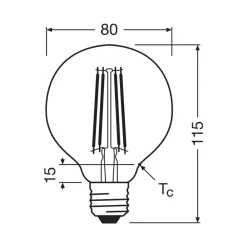 OSRAM Filament Pære > LED-pære Globe G80 E27 2,2W Filament 2,700K