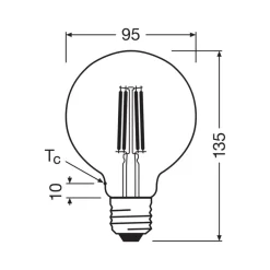 OSRAM Filament Pære|Led Pærer > LED-pære Globe G95 E27 3,8W Filament 4,000K