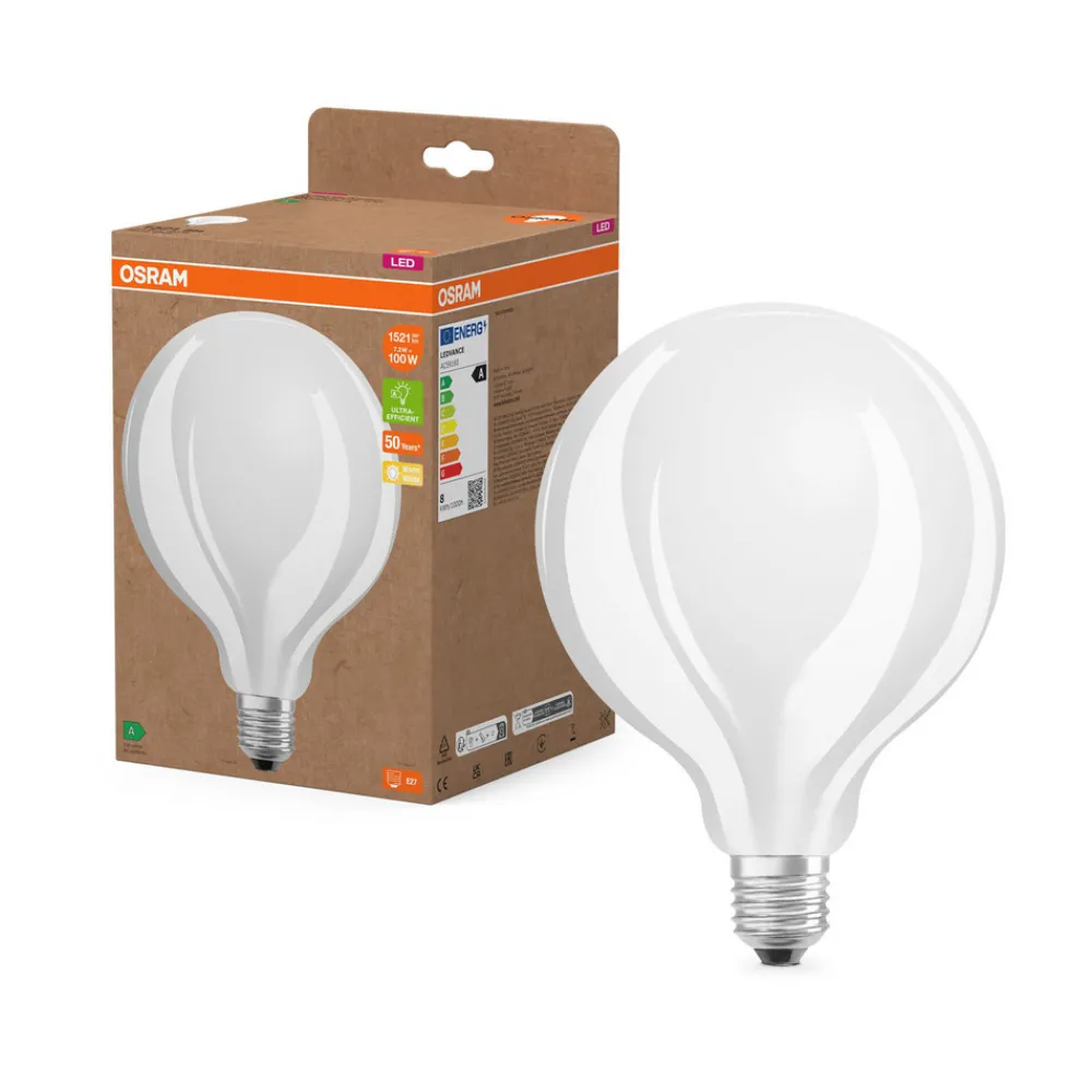 Led Pærer ^ OSRAM LED-pære Globe G125 E27 7,2W mat 2.700K