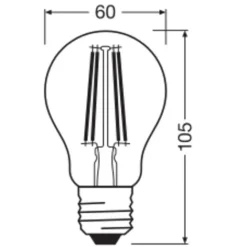 OSRAM Dæmpbar Led-Pære|Filament Pære > LED-pære Tropfen E27 5,9 W glødetråd 2.700K dæmpbar