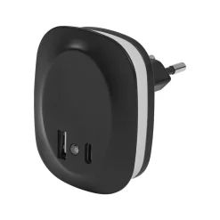Natlys ^ OSRAM LED-stikkontakt-natlampe LUNETTA EDGE, sort Sensor