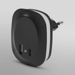Natlys ^ OSRAM LED-stikkontakt-natlampe LUNETTA EDGE, sort Sensor