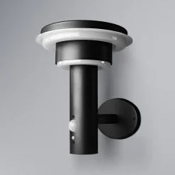 Solcelle Lampe Med Sensor|Solcellelamper ^ OSRAM LED-væglampe ENDURA STYLE SOLAR DOUBLE CIRCLE sort
