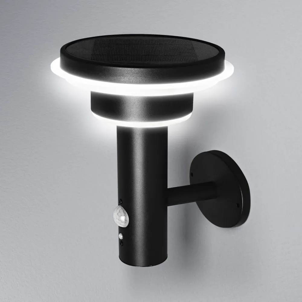 Solcelle Lampe Med Sensor|Solcellelamper ^ OSRAM LED-væglampe ENDURA STYLE SOLAR DOUBLE CIRCLE sort