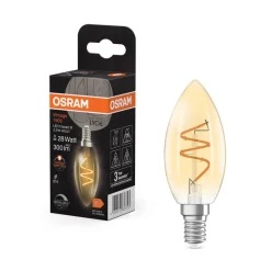 OSRAM Filament Pære > LED Vintage B28 E14 3,5W 922 Spiral Filament guld dæmpbar