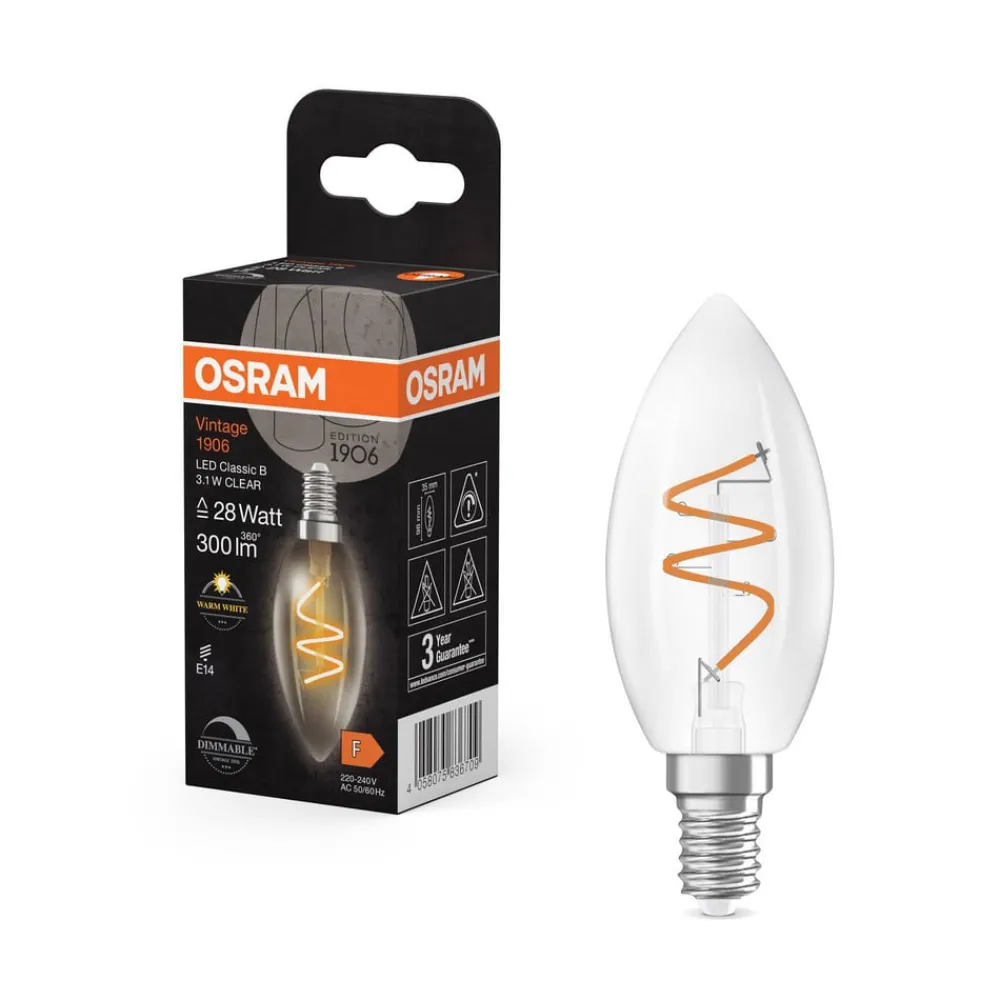 OSRAM Filament Pære > LED Vintage B28 E14 4,6W 927 Spiral Filament clear dæmpbar