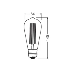 Dæmpbar Led-Pære|Filament Pære ^ OSRAM LED Vintage 1906 Edison, grå, E27, 11 W, 818, dæmpbar
