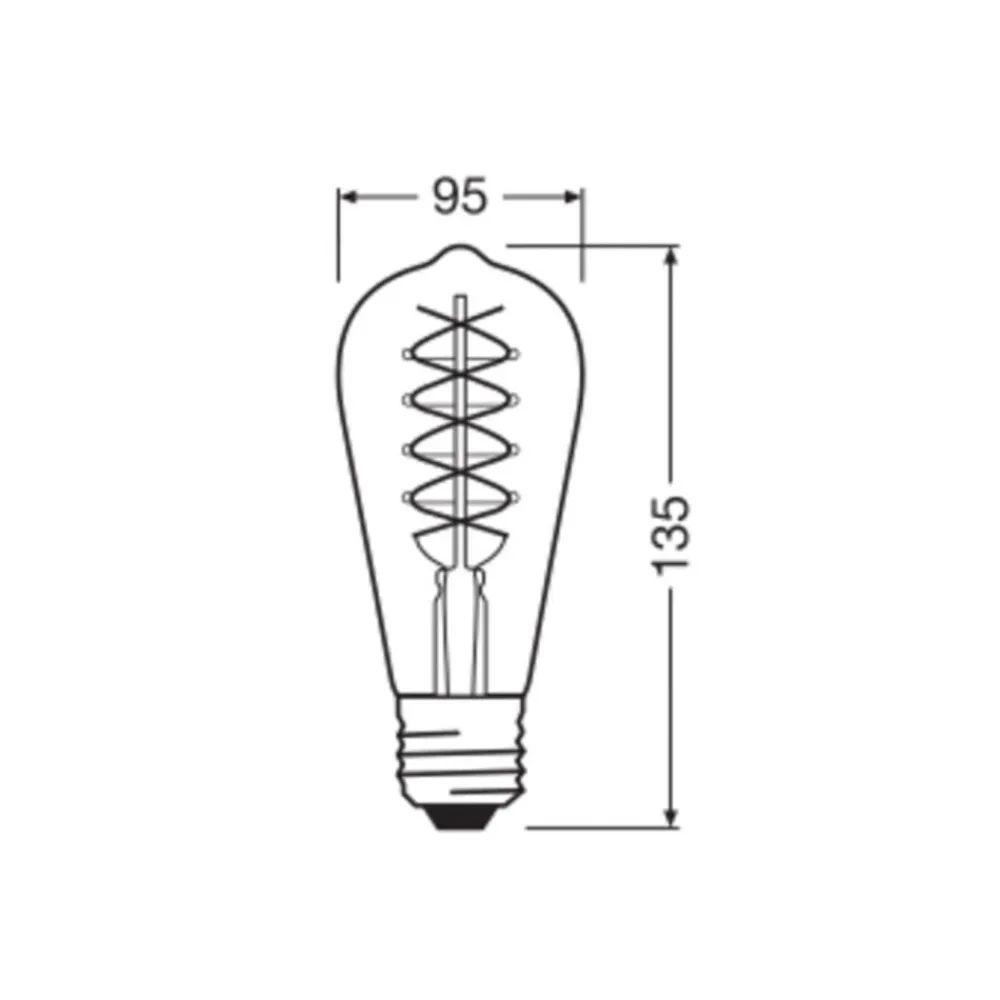 OSRAM Dæmpbar Led-Pære|Filament Pære > LED Vintage 1906 Edison, guld, E27, 4,8 W, 822, dim.